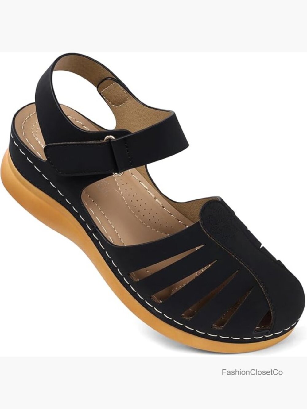 Women's Closed Toe Fisherman Flat Sandals - Comfortable Slip On Floral Sandals
